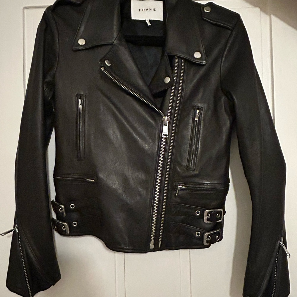 Frame Women's Sleek Black Leather Jacket
